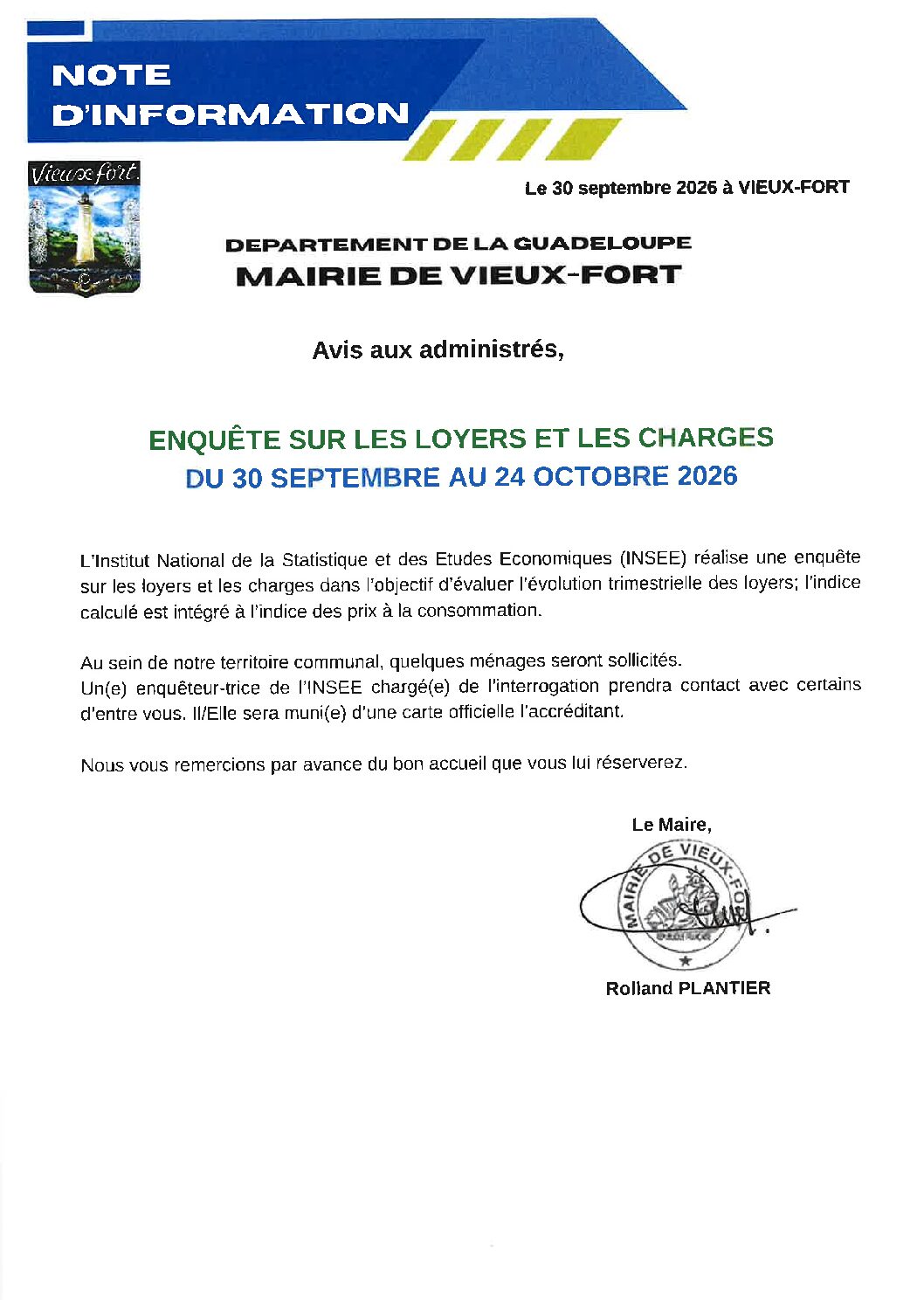 Enquête sur les loyers et les charges
